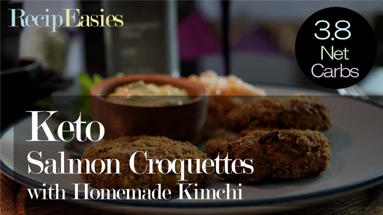 Keto Salmon Croquettes with Kimchi